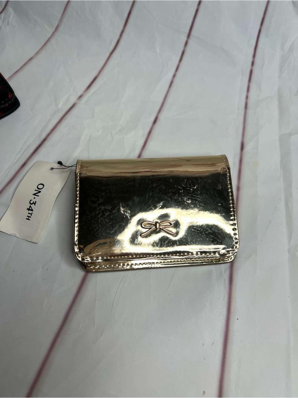 Chic Metallic Gold Bow Accent Wallet